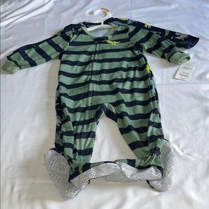 Carter's Green and Navy Striped Footie